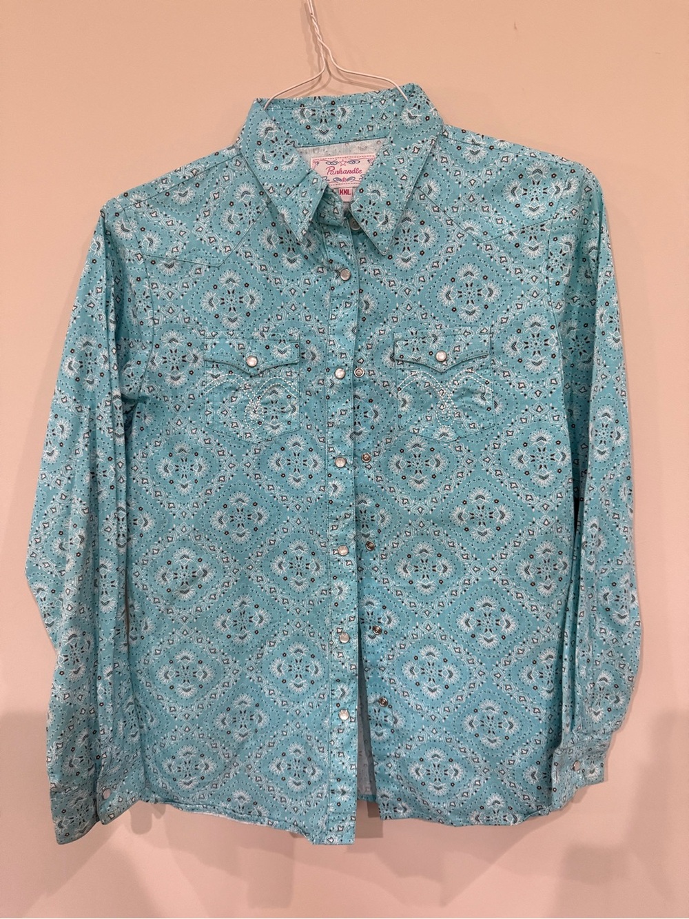 Turquoise Paisley Button-Down Shirt - Kids